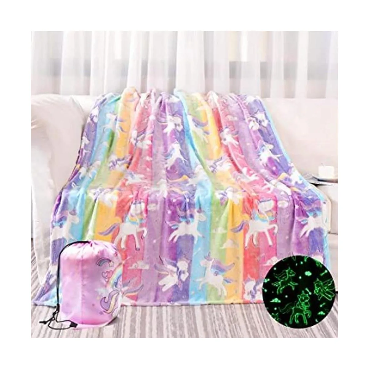 Manta que brilla en la oscuridad regalos de unicornio_1