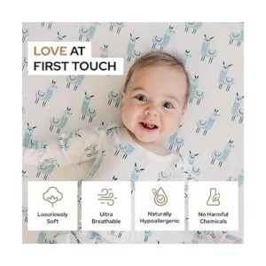 Sábana bajera para cuna con patrón de llamas 100_2