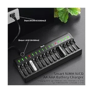 BONAI Cargador de batería AA AAA de 16 bahías para_5