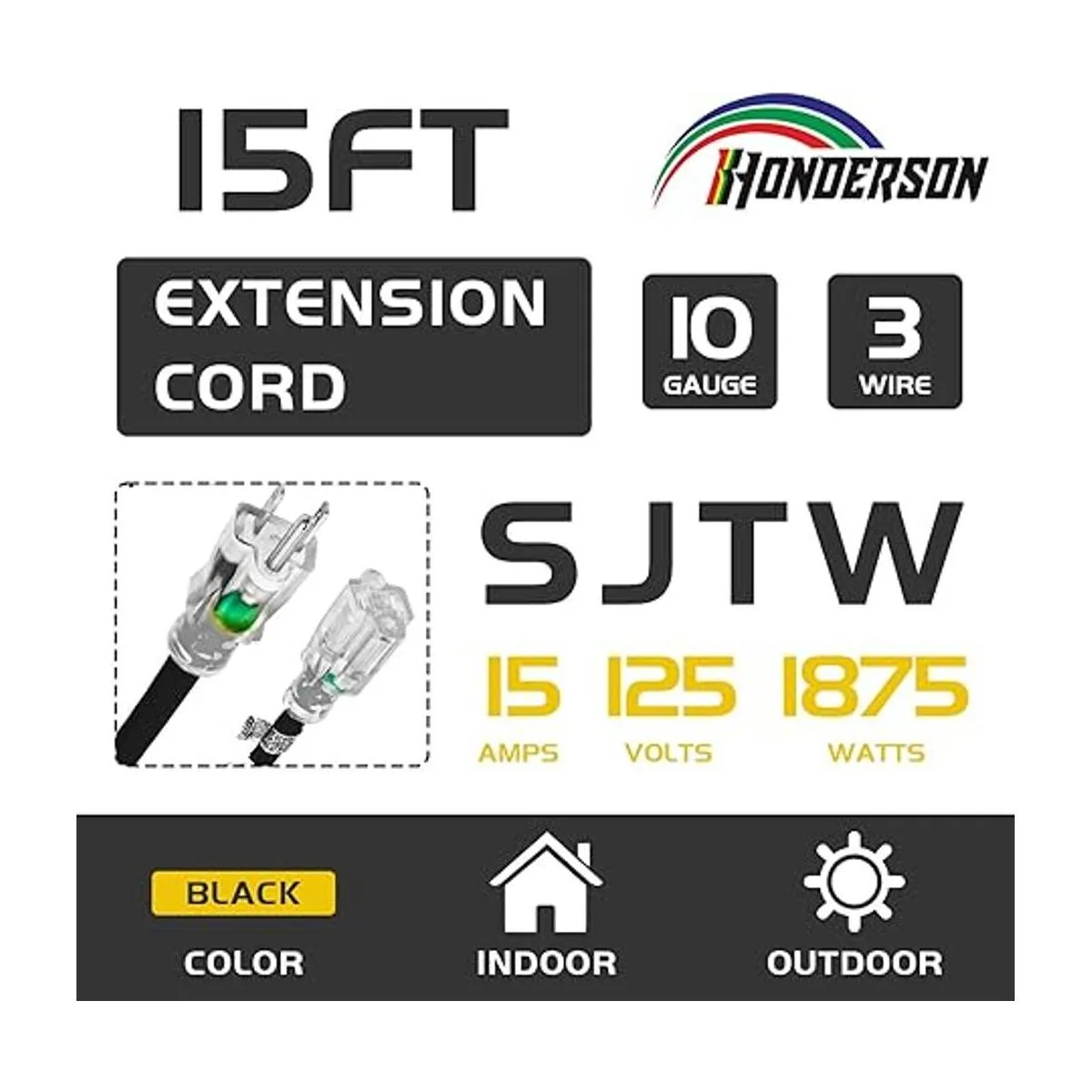 HONDERSON Cable de extensión iluminado para exteriores de_2