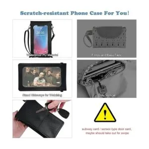 Bolso cruzado para teléfono con pantalla táctil negra para_4