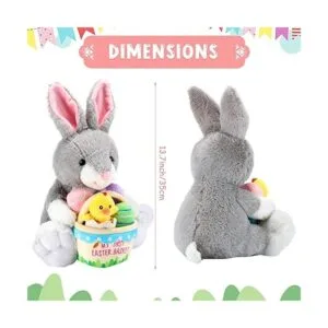 Skylety Conejo de Pascua de 13.7 pulgadas con cesta de_2