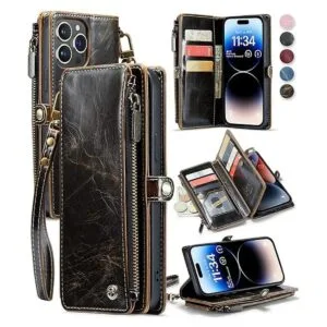 Defencase Funda tipo cartera para iPhone 14 Pro Max para_1