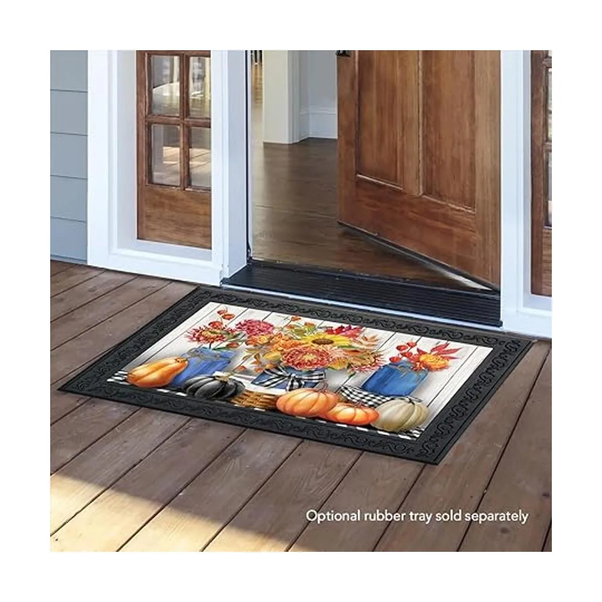 Briarwood Lane Felpudo floral de otoño con calabazas_2