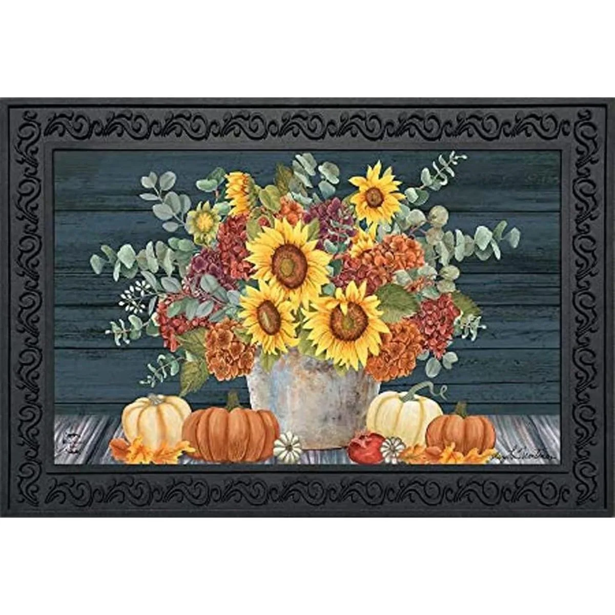 Felpudo de otoño con girasoles y hortensias de 30 x 18_1