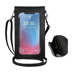Bolso cruzado para teléfono con pantalla táctil negra para_1