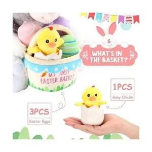 Skylety Conejo de Pascua de 13.7 pulgadas con cesta de_3