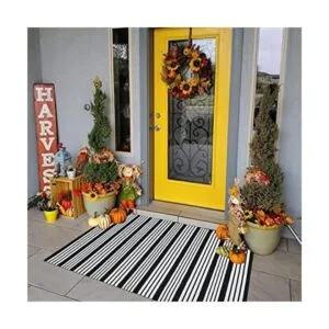 Alfombra de algodón a rayas blancas y negras de 27.5 x 43_1