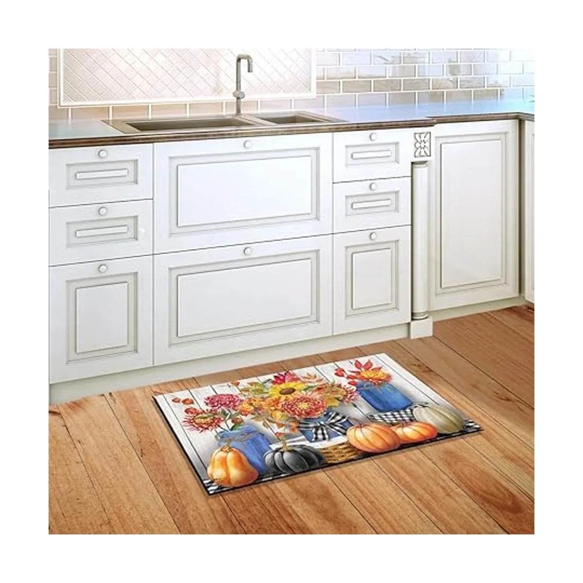 Briarwood Lane Felpudo floral de otoño con calabazas_3