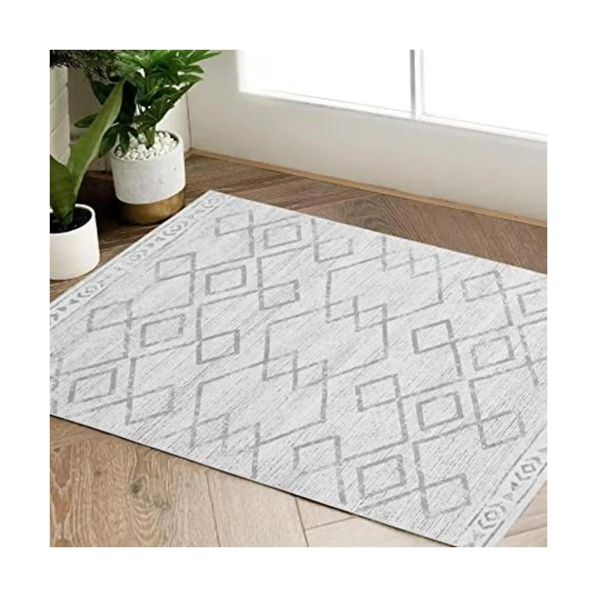 JINCHAN Area Rug 2x3 Entryway Grey Modern Rug Kitchen Low_1