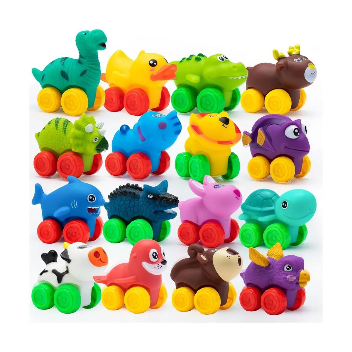 JOYIN 18 piezas de automóviles de animales juguete de_1