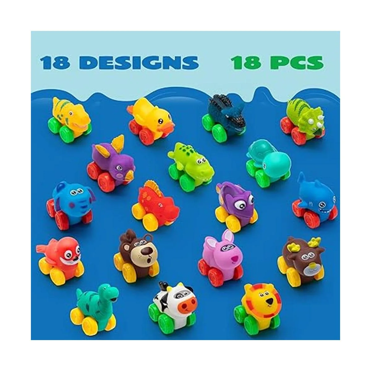 JOYIN 18 piezas de automóviles de animales juguete de_2