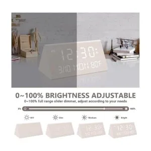 Kogonee Reloj despertador digital de madera 0100 de_2