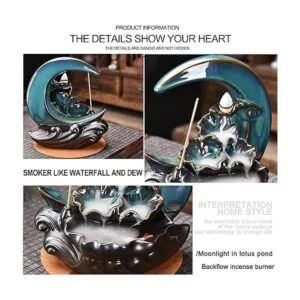 Zvaiuk New Moon Backflow Incense HolderWaterfall Incense_6