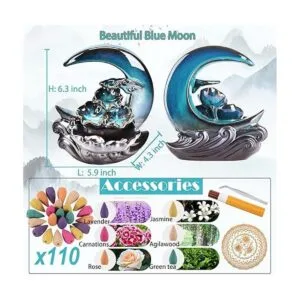 Zvaiuk New Moon Backflow Incense HolderWaterfall Incense_2