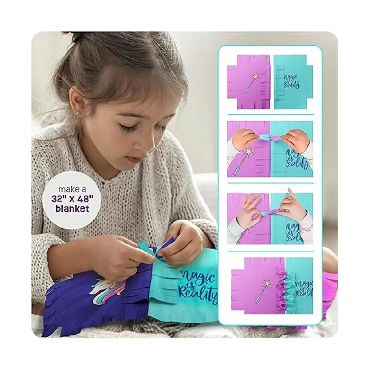 Pretty Me Unicorn Tuck N Tie Kit de manta de forro_2