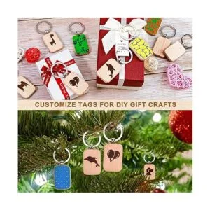 Auihiay 70 llaveros de madera en blanco con grabado de_7