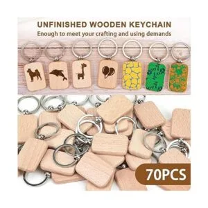 Auihiay 70 llaveros de madera en blanco con grabado de_2