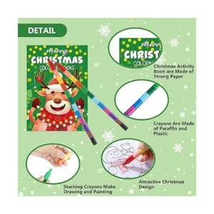 24 libros para colorear de Navidad con 24 crayones_3