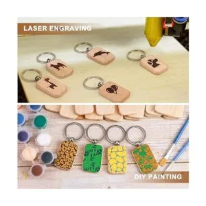 Auihiay 70 llaveros de madera en blanco con grabado de_4