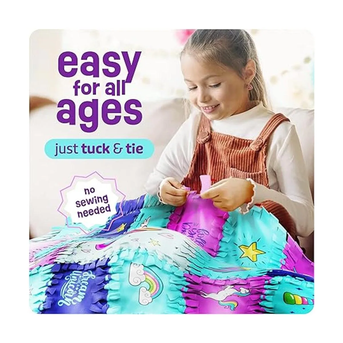 Pretty Me Unicorn Tuck N Tie Kit de manta de forro_3