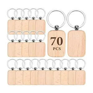 Auihiay 70 llaveros de madera en blanco con grabado de_1