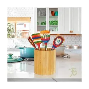 Totally Bamboo Soporte para utensilios de cocina de bambú_3