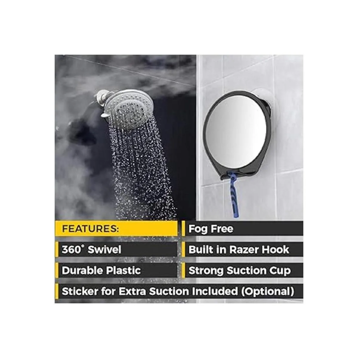 HoneyBull Espejo de ducha sin niebla para afeitar con_2