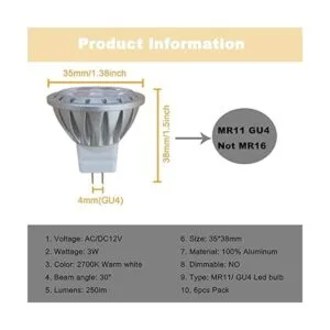 ALIDE Bombillas LED MR11 GU4 reemplazan 20 W 35 W_3