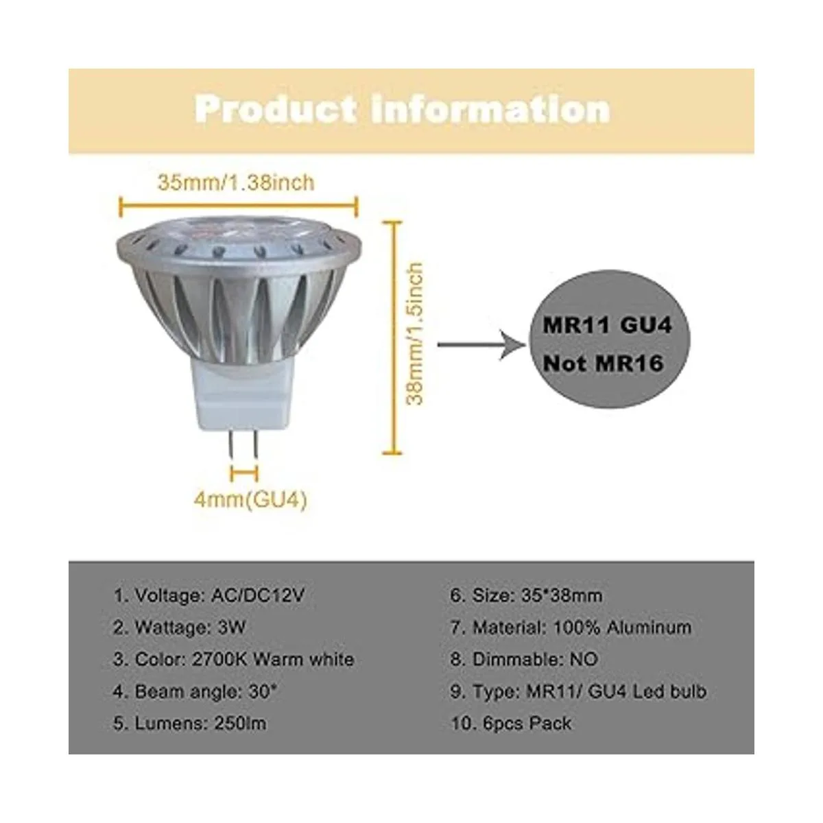 ALIDE Bombillas LED MR11 GU4 reemplazan 20 W 35 W_3