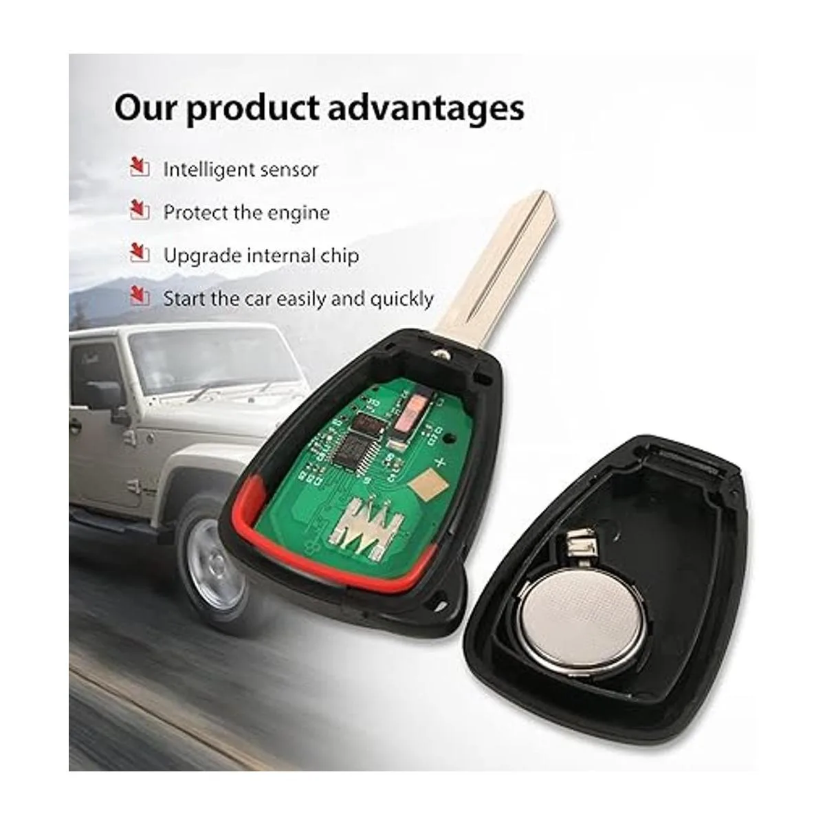 VOFONO 3BTN Llave de repuesto para coche control remoto_3