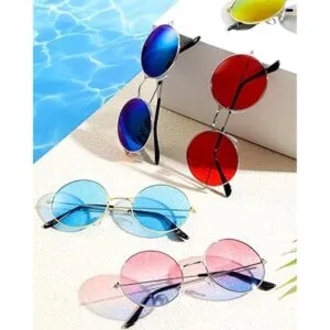30 pares de gafas de sol hippie redondas retro de colores_6