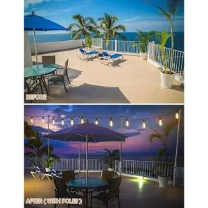 Poste de luz de cadena Postes de acero para colgar luces_2