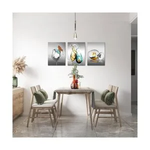 LyerArtork 3 piezas de lienzo de cocina para pared copa_2