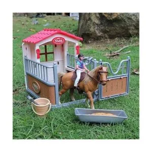 Juego estable de caballos con zona de lavado de caballos y_6