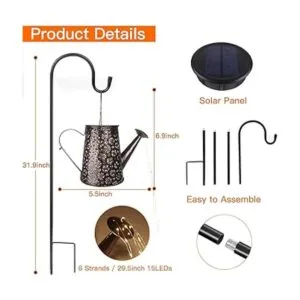 Afootry Regadera solar con luces decoración solar de_5