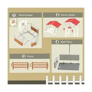 Juego estable de caballos con zona de lavado de caballos y_3