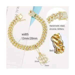 Glitter King Collar de perro dorado de 0.39 pulgadas_2