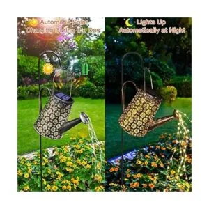 Afootry Regadera solar con luces decoración solar de_3