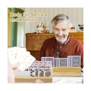 Plusvivo Juego de 2 tarjeteros para naipes de madera_6