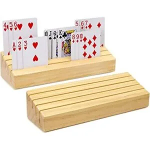 Plusvivo Juego de 2 tarjeteros para naipes de madera_1