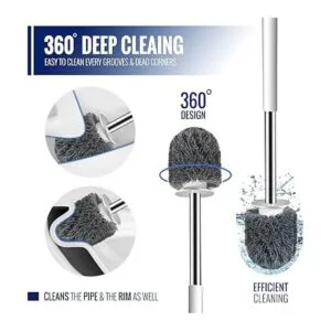 True fresh Juego de cepillo de inodoro y émbolo para baño_3