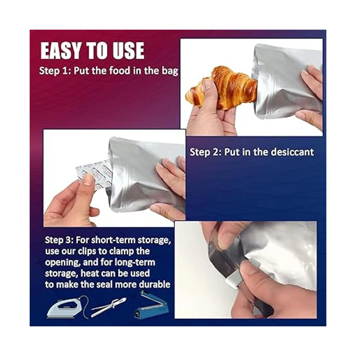 Paquete de 100 bolsas de Mylar de 0.402 in para_5