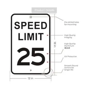 Paquete de 2 señales de tráfico con límite de velocidad de_2