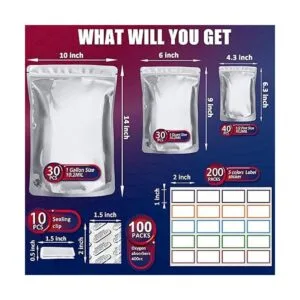 Paquete de 100 bolsas de Mylar de 0.402 in para_2