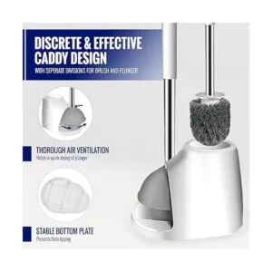 True fresh Juego de cepillo de inodoro y émbolo para baño_6