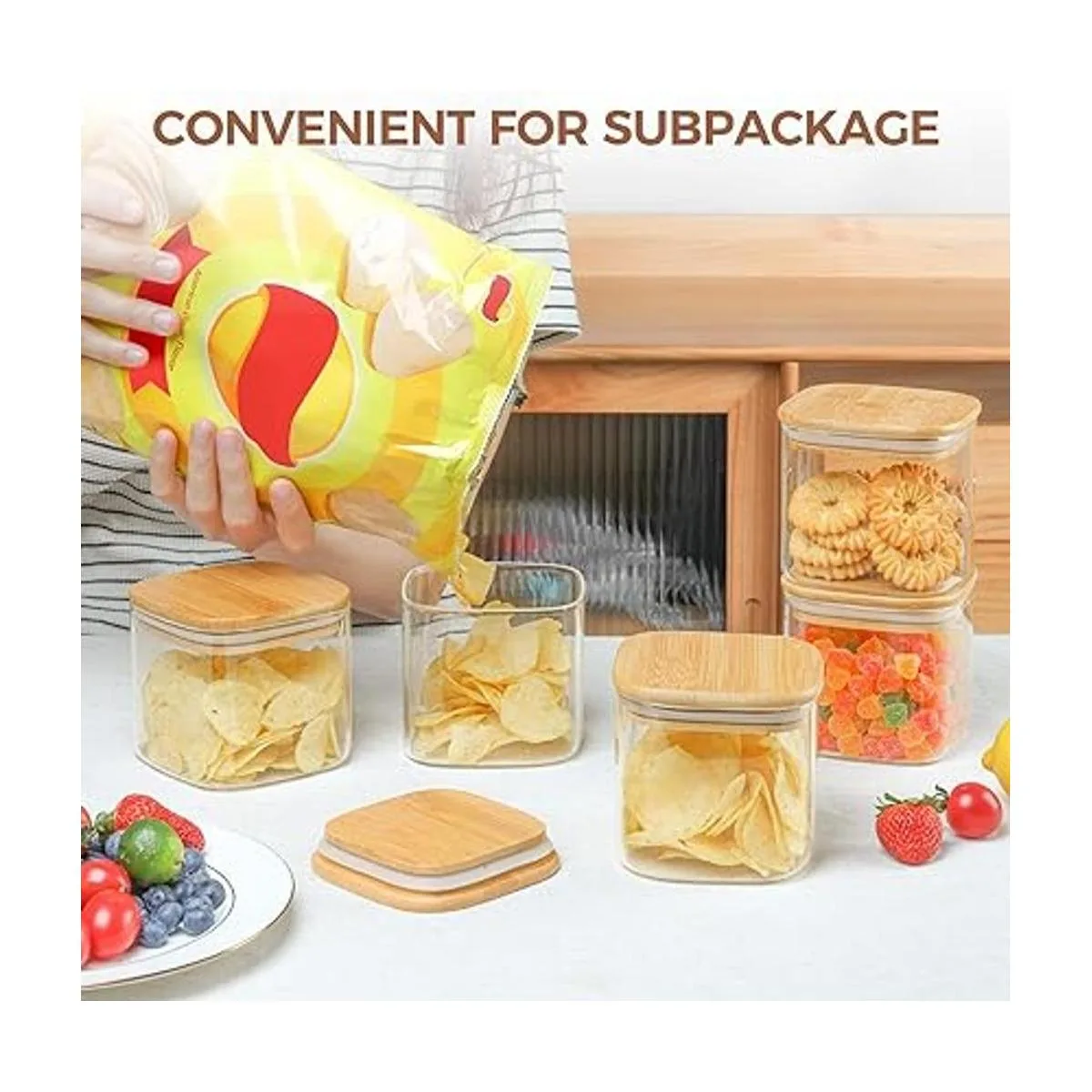 ComSaf Juego de 6 tarros de almacenamiento de alimentos de_3