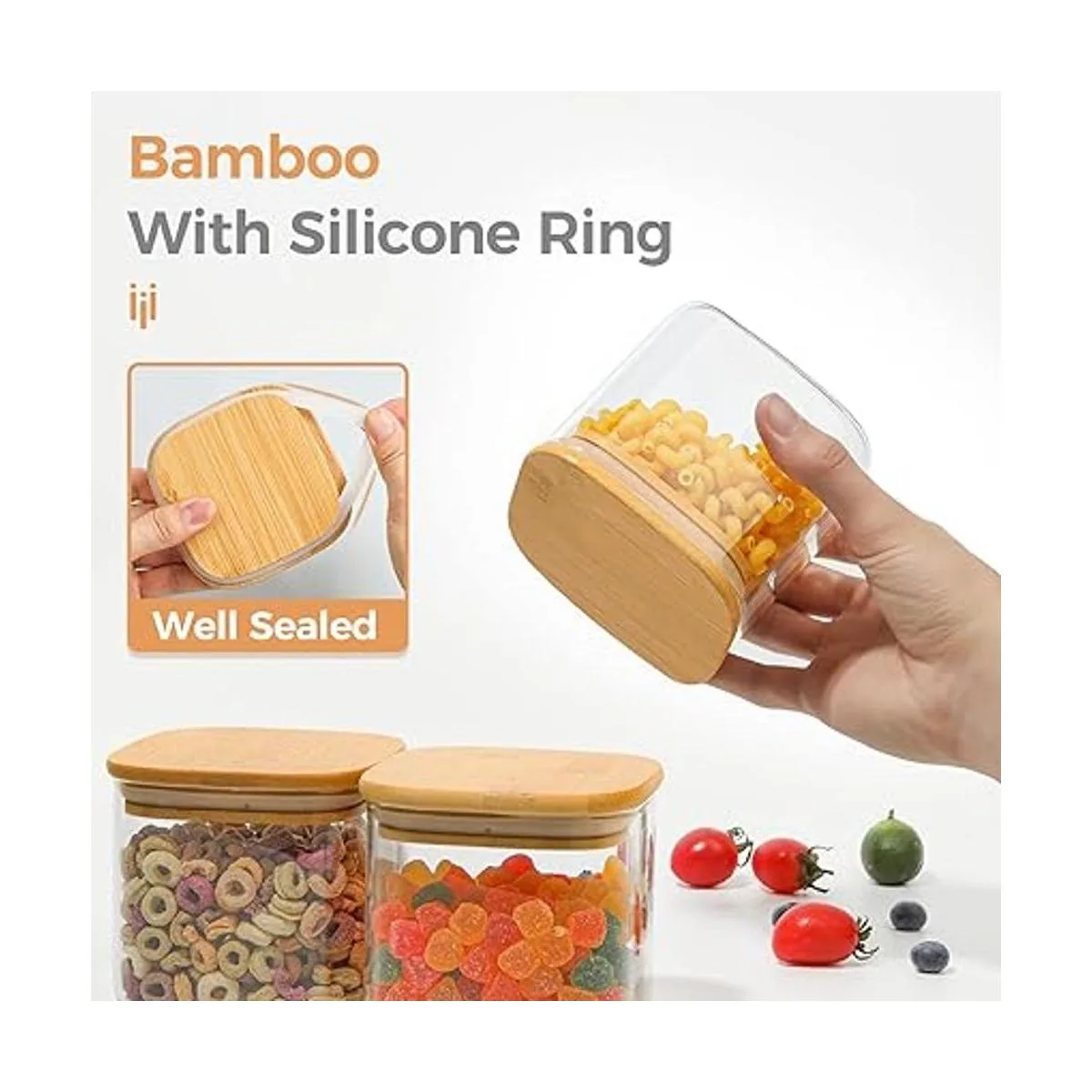 ComSaf Juego de 6 tarros de almacenamiento de alimentos de_5