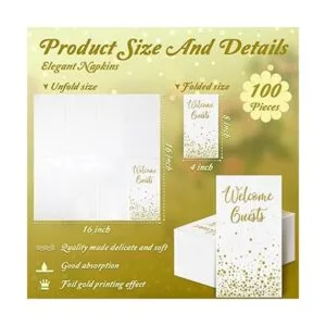 200 servilletas doradas de bienvenida para invitados_3