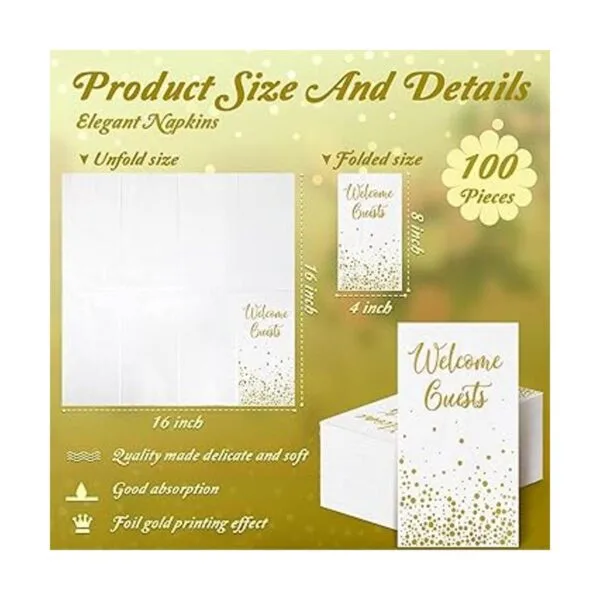 200 servilletas doradas de bienvenida para invitados_3